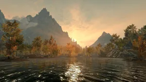 Majestic Landscape Of Skyrim Wallpaper