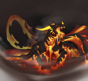 Majestic Lava Dragon In Full Glory Wallpaper