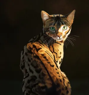 Majestic Leopard Cat Glance Wallpaper