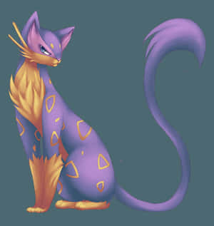 Majestic Liepard Posing On Vibrant Teal Background Wallpaper