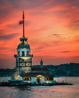 Majestic Maiden Tower Against Azure Sky Wallpaper
