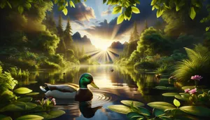 Majestic Mallard Sunset Lake Wallpaper