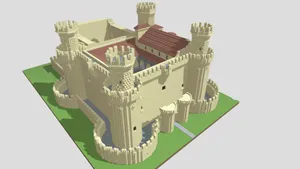 Majestic Minecraft Castle At Sunset Wallpaper