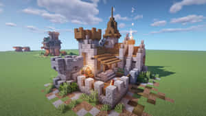 Majestic Minecraft Castle In A Breathtaking Landscape Wallpaper