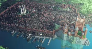 Majestic Minecraft Cityscape Wallpaper