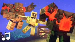 Majestic Minecraft Iron Golem Protector Wallpaper