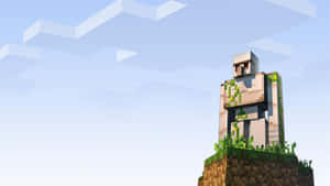 Majestic Minecraft Iron Golem Standing Tall Against A Sunset Backdrop. Wallpaper