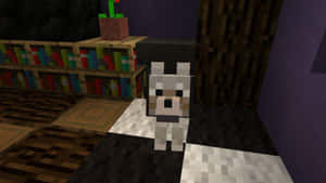 Majestic Minecraft Wolf In Its Natural Habitat Wallpaper