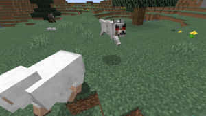 Majestic Minecraft Wolf In Its Natural Habitat Wallpaper