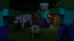 Majestic Minecraft Wolf In The Wild Wallpaper