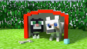 Majestic Minecraft Wolf In The Wild Wallpaper