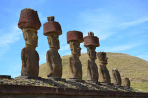 Majestic Moai Statues On Easter Island, Chile Wallpaper