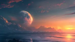 Majestic Moonrise Over Mountains Wallpaper