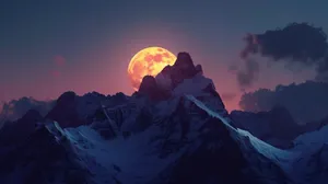 Majestic_ Moonset_ Over_ Mountain_ Peaks Wallpaper