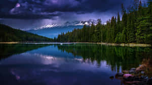 Majestic_ Mountain_ Lake_at_ Dusk_4 K Wallpaper