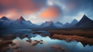 Majestic_ Mountain_ Sunset_ Reflection_4 K Wallpaper