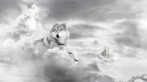 Majestic Mythical Wolf In A Mysterious Forest Wallpaper