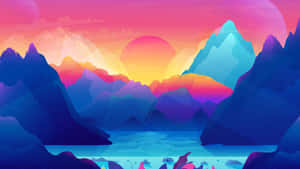 Majestic Neon Landscape Wallpaper