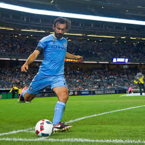 Majestic New York City Fc Star - Andrea Pirlo In Action Wallpaper