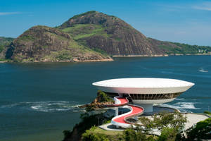 Majestic Niterói Museum In Brazil Wallpaper