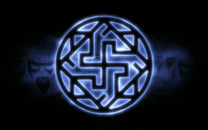 Majestic Pagan Statue Under A Magical Night Sky Wallpaper