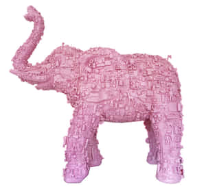 Majestic Pink Elephant In Vibrant Forest Wallpaper