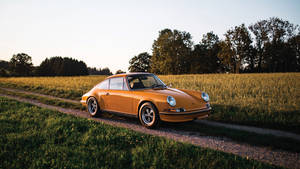 Majestic Porsche 911 Parked In A Grassy Field Wallpaper