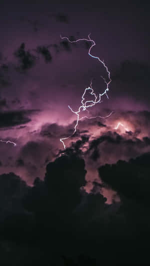 Majestic Purple Sky Lightning Wallpaper