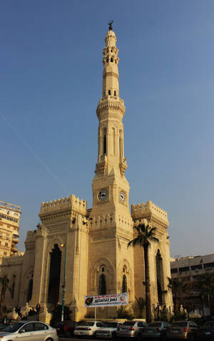 Majestic Qaed Ibrahim Mosque In Alexandria, Egypt Wallpaper