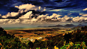 Majestic Rivers And Thick Clouds In Sepia Wallpaper