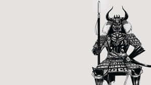 Majestic Samurai Armor Displayed On A Dark Background Wallpaper