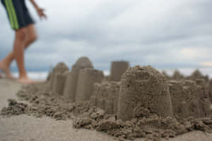 Majestic Sandcastle On A Beautiful Beach Wallpaper