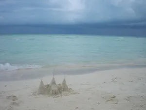 Majestic Sandcastle On Paradise Beach Wallpaper