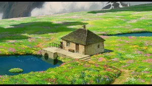 Majestic Scenic Garden From Howl's Moving Castle Wallpaper