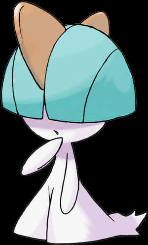 Majestic Shiny Ralts On A White Background Wallpaper