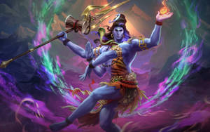 Majestic Shiv Shankar Portrait In Smite Game Wallpaper