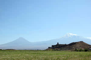 Majestic Silhouette Of Khor Virap Monastery Wallpaper