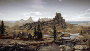 Majestic Skyrim Whiterun Cityscape Wallpaper