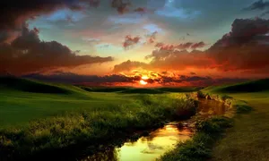 Majestic Sunset Landscape Wallpaper