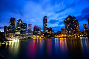 Majestic Sunset Over Brisbane River Wallpaper