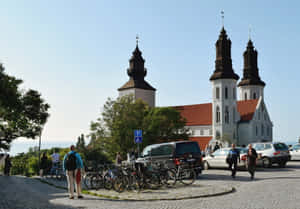 Majestic Sunset Over The Historic Visby, Gotland Wallpaper