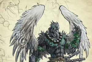 Majestic Tengu In A Mystical Forest Wallpaper