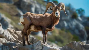 Majestic Urial On Rocks.jpg Wallpaper