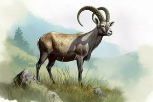 Majestic Urial Standingon Rock Wallpaper