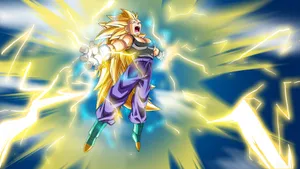 Majestic Vegeta Super Saiyan 3 Unleashing His Power Wallpaper