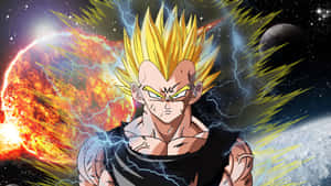 Majestic Vegeta Super Saiyan Unleashing His Power Wallpaper