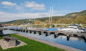 Majestic View Of Drammen City At Sunset Wallpaper