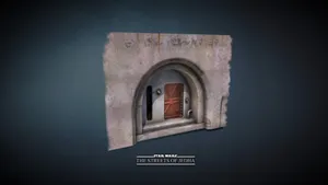 Majestic View Of Jedha's Ancient Cityscape With Rocky Formations And Starry Sky Wallpaper