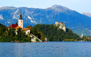 Majestic View Of Lake Bled Island Wallpaper