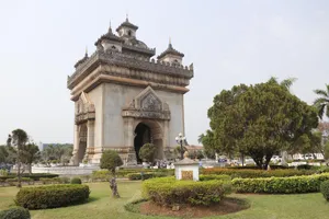 Majestic View Of Patuxai War Monument In Vientiane, Laos Wallpaper